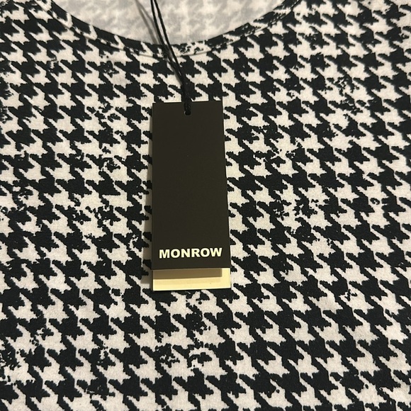 Monrow Black White Houndstooth Jersey Midi Dress NWT - Picture 6 of 10